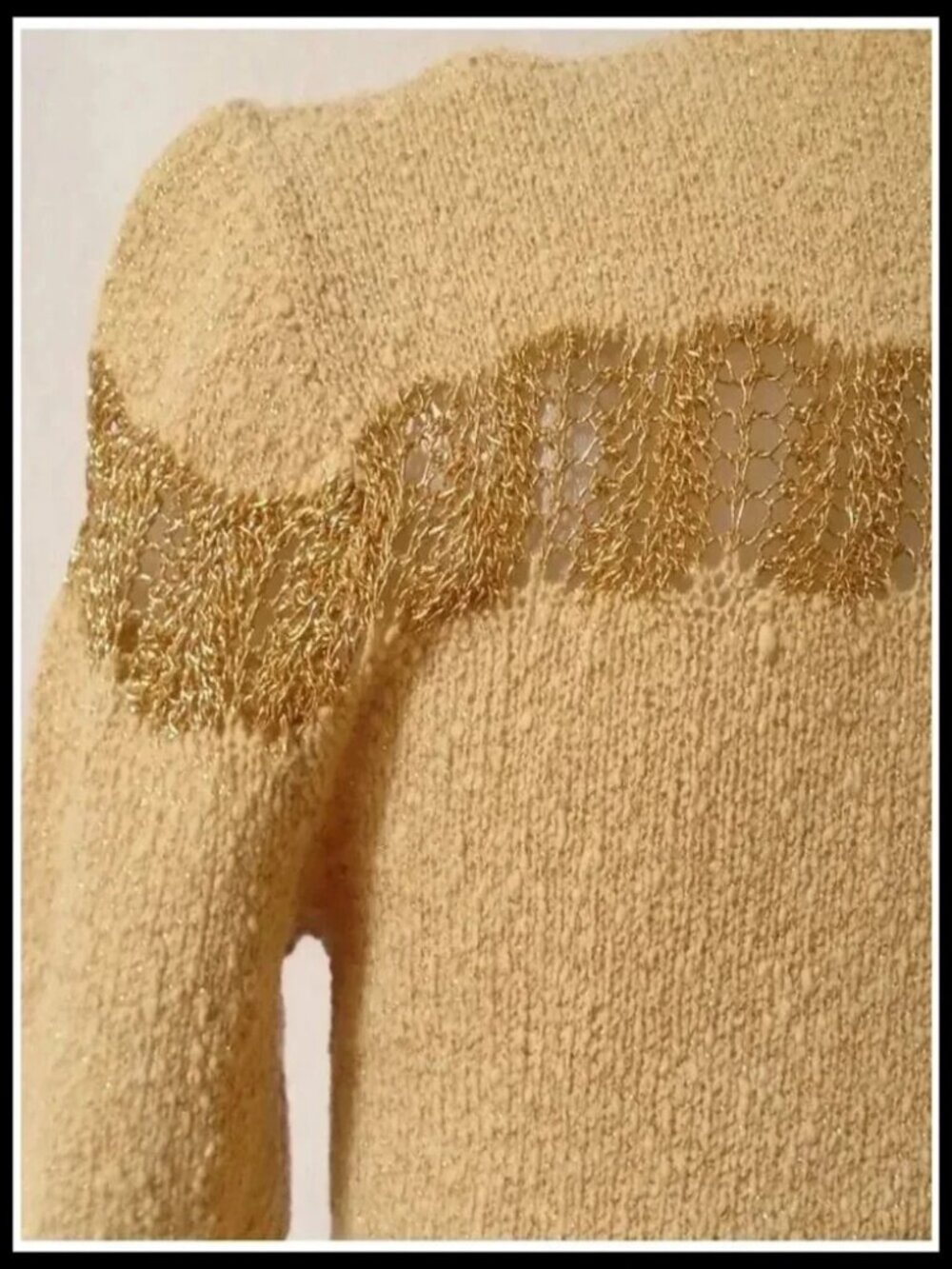 40s Vintage Cropped Sweater with Metallic Gold, Short Sleeve Top - Picture 6 of 10